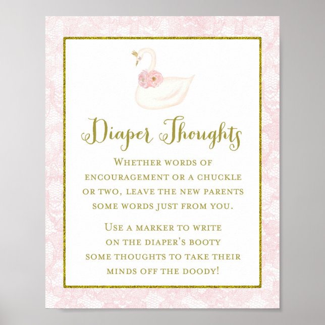 Poster du Baby shower de cygne rose imprimé (Devant)