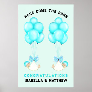 Poster du Baby shower de jumeaux