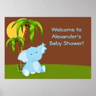 Poster du Baby shower de l'éléphant de la Jungle C