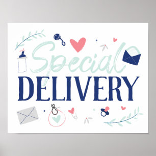 Poster du Baby shower de livraison spécial