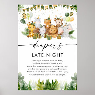 Poster du Baby shower de nuit pour Safari Diapers