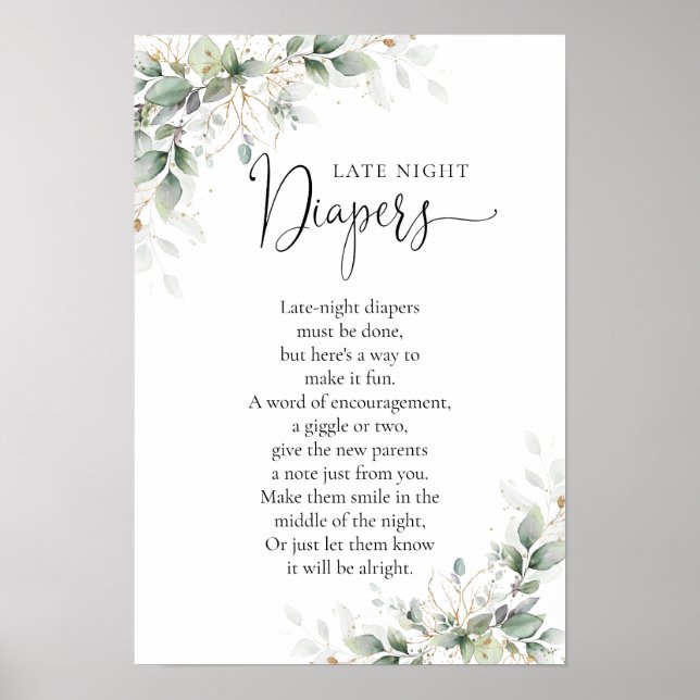 Poster du Baby shower d'or Eucalyptus (Devant)