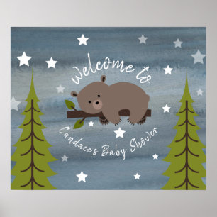 Poster du Baby shower d'ours couché de 24 po x 20