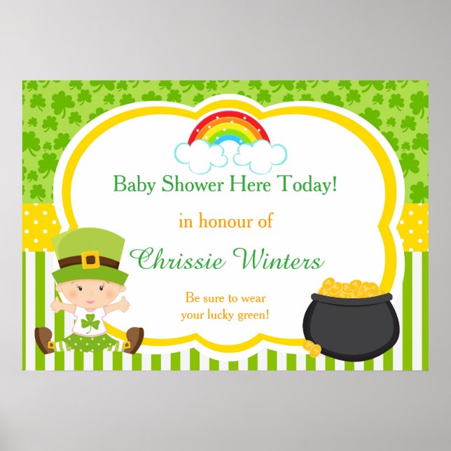 Poster du Baby shower pour fille st patrick (Devant)