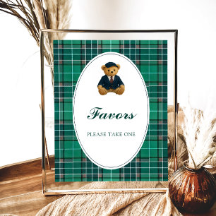 Poster du Baby shower Préppy de l'ours en peluche 