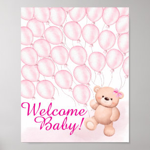 Poster du Baby shower rose Beary