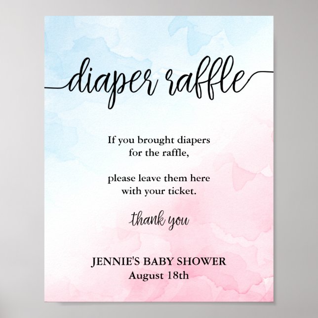 Poster du Baby shower rose/bleu (Devant)