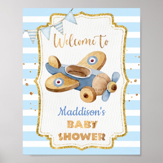 Poster du Baby shower vintage Airplain (Devant)