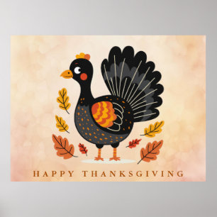 Poster du Bon thanksgiving de la Turquie mignonne