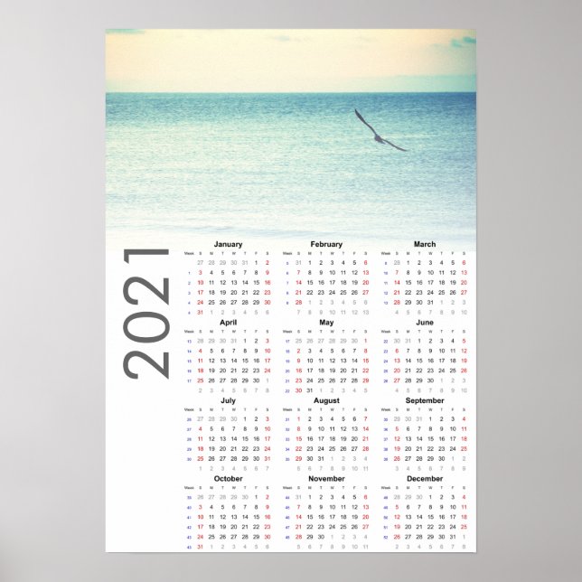 Poster du calendrier 2021 de Seagull - Dimanche pr (Devant)