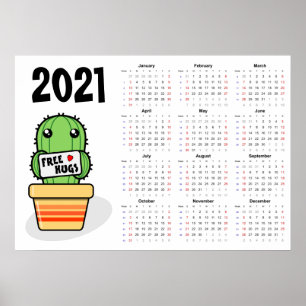 Poster du Calendrier 2021 des hugs gratuits - Débu