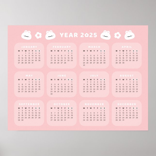 Poster du calendrier 2025 de Cute Bunny (Devant)