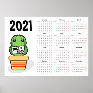 Poster du Calendrier des hugs 2021 - Lundi début