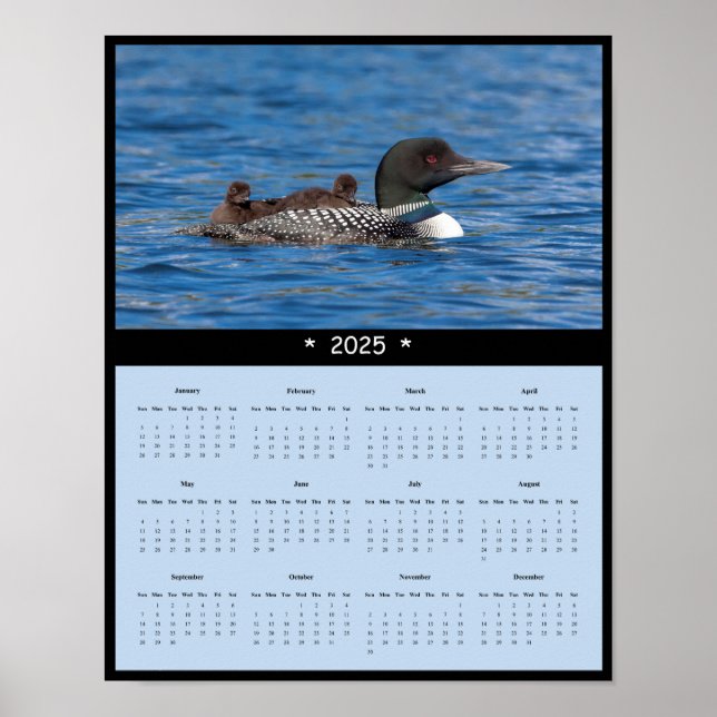 Poster du calendrier du mur du huard 2025 (Devant)