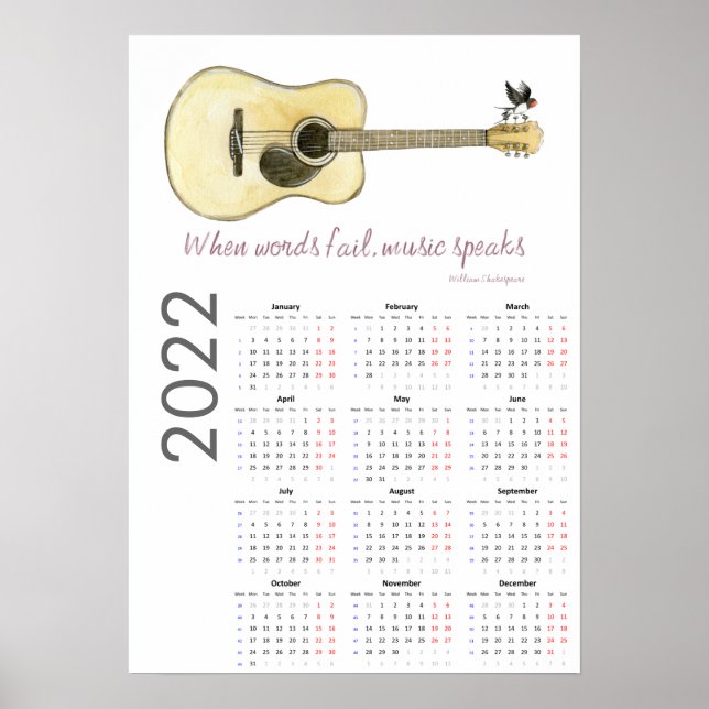 Poster du calendrier guitare 2022 (Devant)