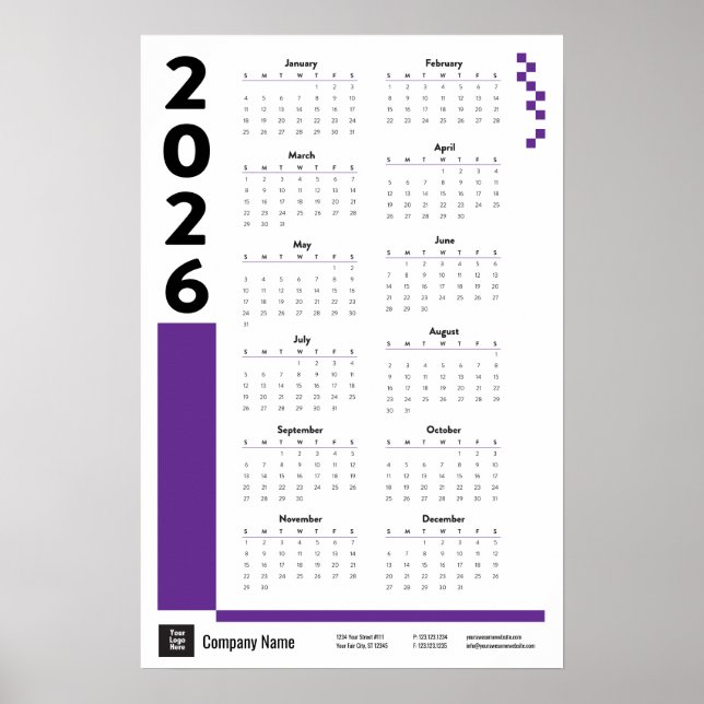 Poster du calendrier mural d'entreprise Purple 202 (Devant)