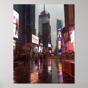Poster du Carré du Times New York City Rainy Day
