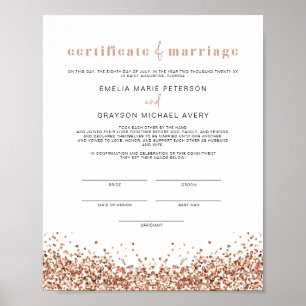 Poster du certificat de mariage d'or Rose de REGIN