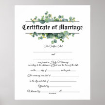 Poster du certificat mariage