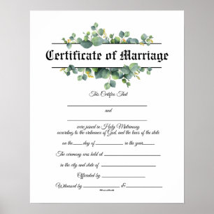 Poster du certificat mariage