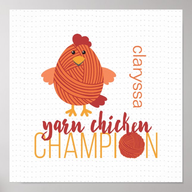 Poster du champion du poulet rouge et orange (Devant)