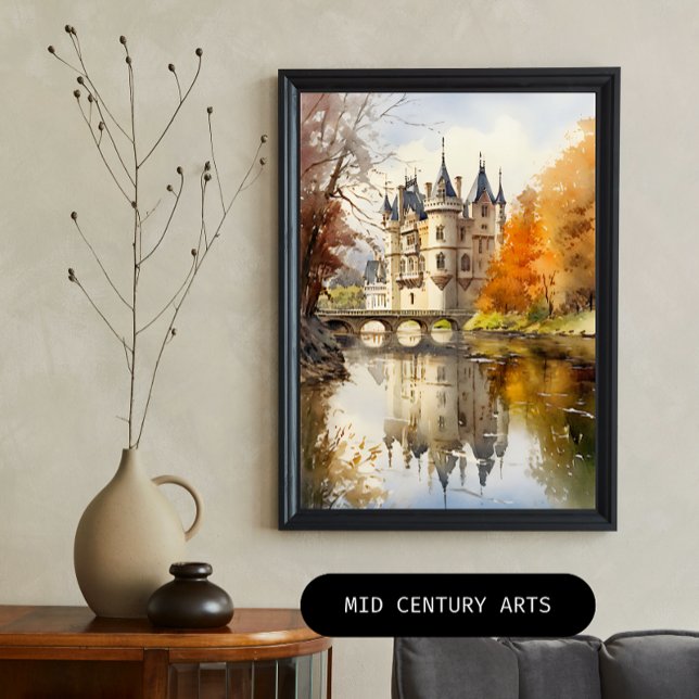 Poster du château français aquarelle (Créateur téléchargé)