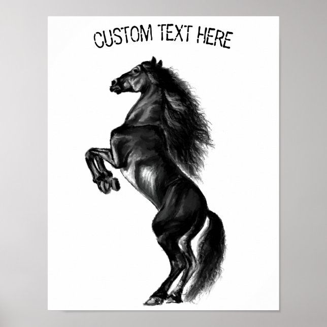 Poster du Cheval sauvage noir droit Votre texte /  (Devant)