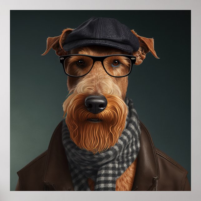 Poster du Chien Hipster Airedale Terrier (Devant)