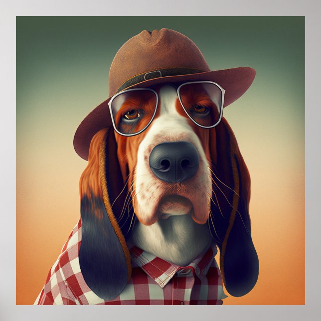 Poster du chien Hipster de Basset Hound (Devant)
