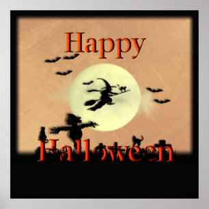 Poster du cimetière de sorcières d'Halloween