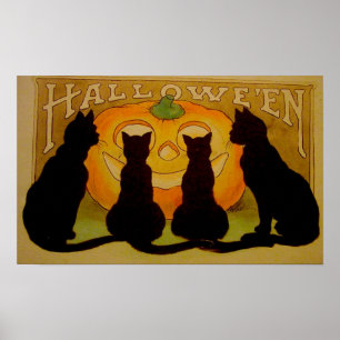 Poster du Citrouille de Chats Noirs Halloween
