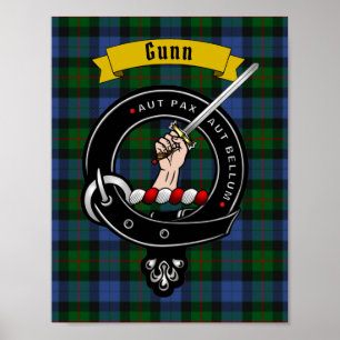 Poster du clan Gunn Badge & Tartan 8.5x11