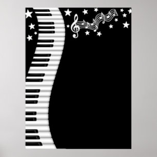Poster du clavier de piano et de la barre de musiq