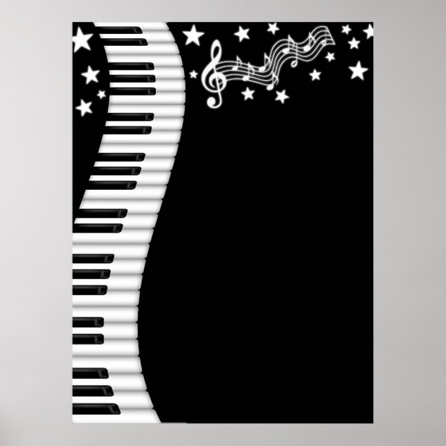 Poster du clavier de piano et de la barre de musiq (Devant)