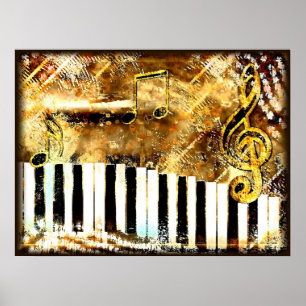 Poster du clavier de piano musicale Grungy