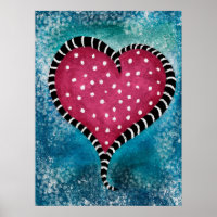 Poster du coeur rose bleu noir mou