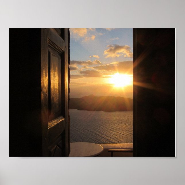 Poster du coucher de soleil à Santorin (Devant)