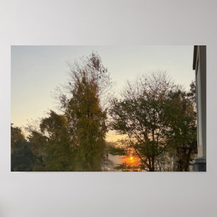 Poster du coucher de soleil avec arbres