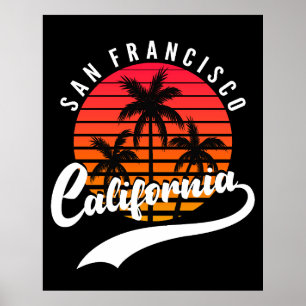 Poster du coucher de soleil de San Francisco Retro