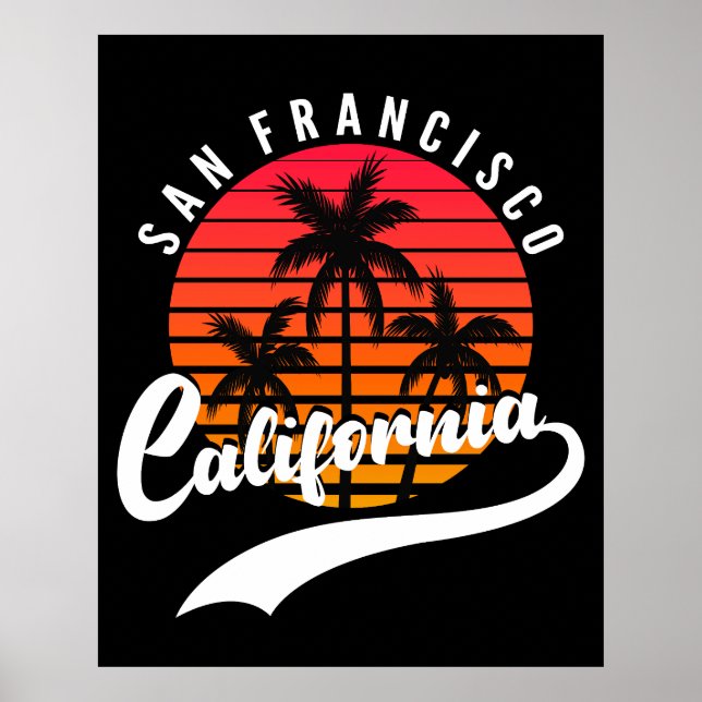 Poster du coucher de soleil de San Francisco Retro (Devant)