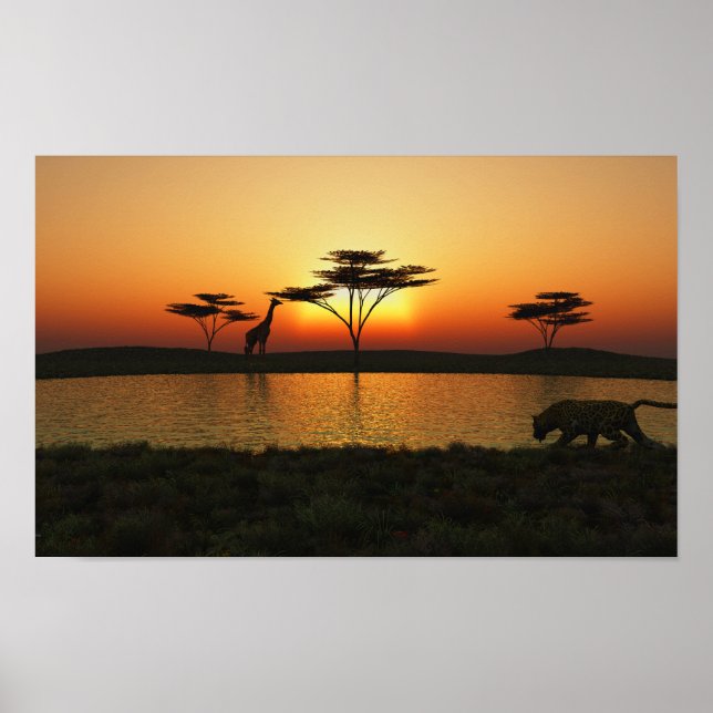 Poster du coucher de soleil de Savanna (Devant)