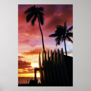Poster du coucher de soleil de surf