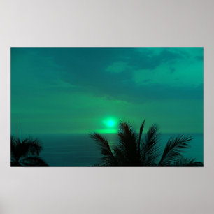 Poster du coucher de soleil Emerald Green