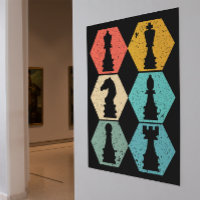 Poster du coucher de soleil pour pièces d'échecs V