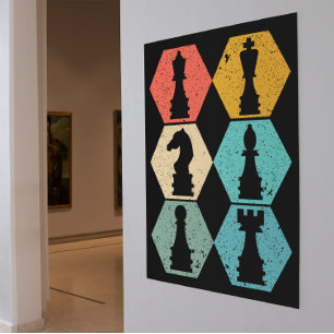 Poster du coucher de soleil pour pièces d'échecs V