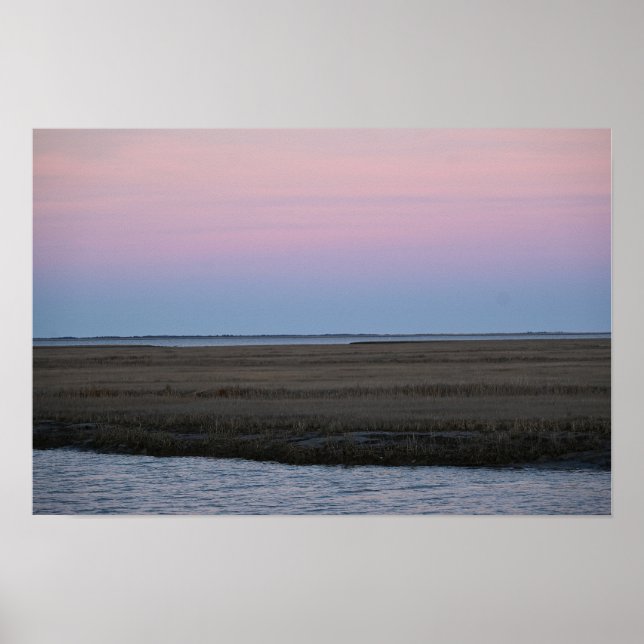 Poster du coucher de soleil sur le paysage aquatiq (Devant)