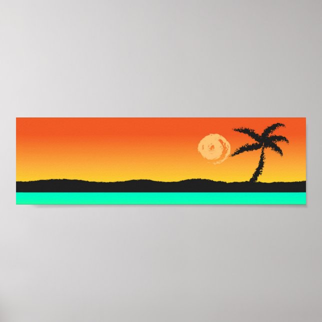 Poster du coucher de soleil sur l'île (Devant)