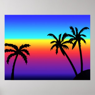 Poster du coucher de soleil tropical