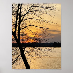 Poster du coucher du soleil de la rivière