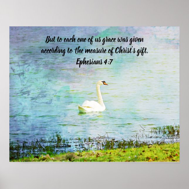 Poster du cygne gracieux et de l'écriture biblique (Devant)